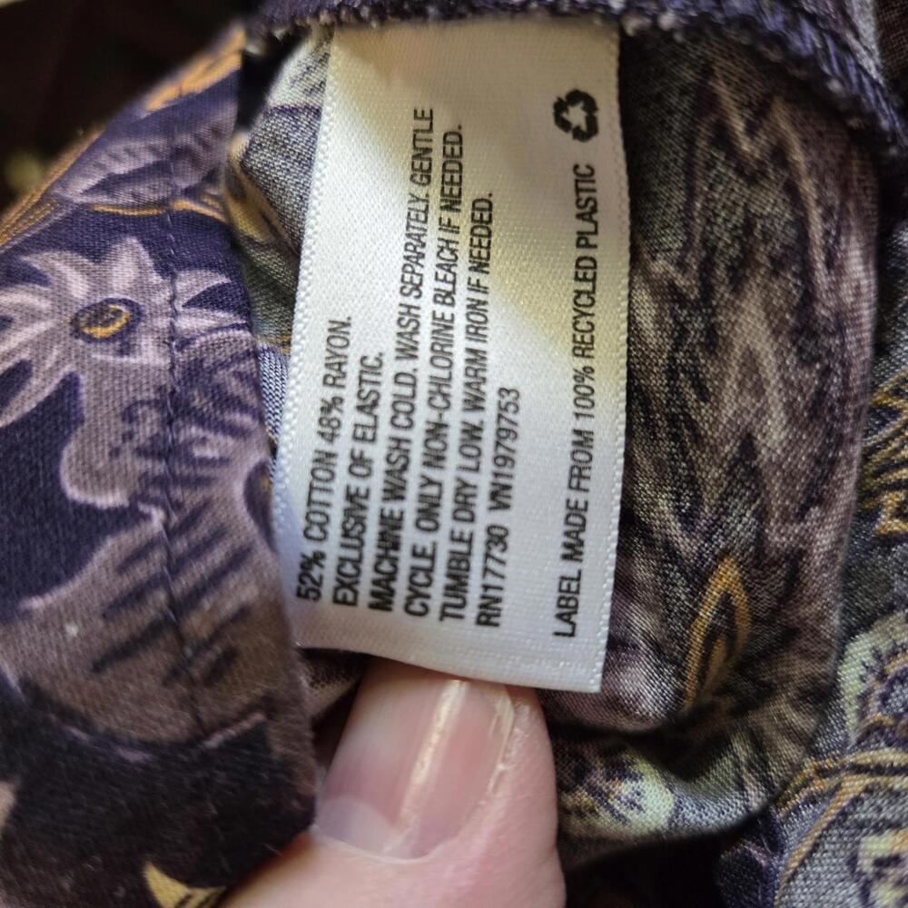 Universal Thread Long Puff Smocked Sleeve Purple Floral Peplum Shirt Size M - Picture 7 of 7